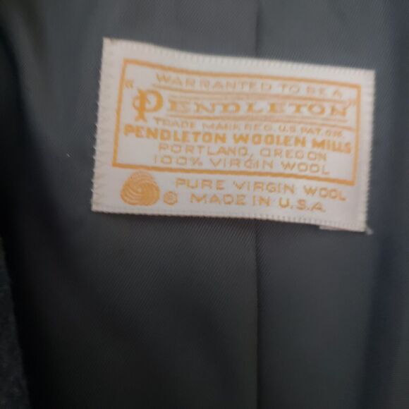 VTG Pendleton 100% Virgin Wool Old‎ Money Blazer Gray One Button Size 12 - Picture 5 of 12